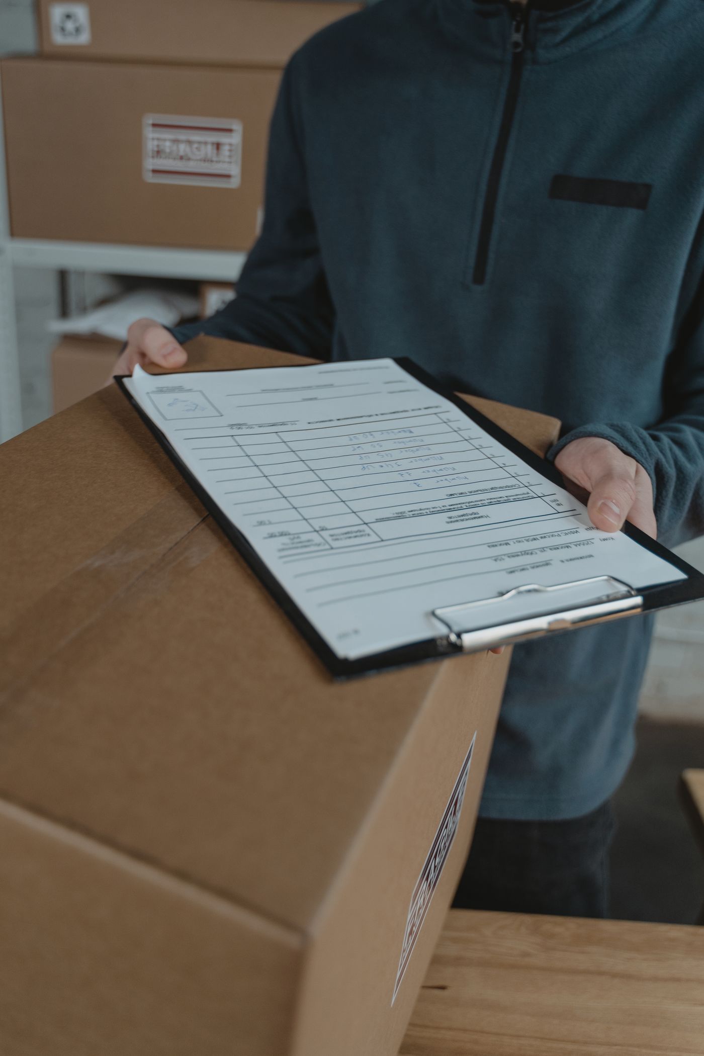Stock photograph of an inventory checklist resting on a package