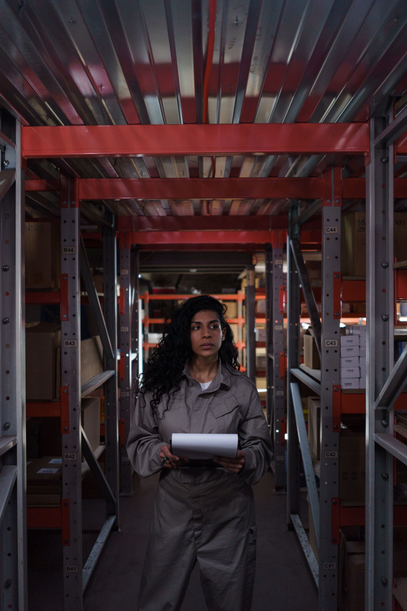 Stock photograph illustrating inventory inspection in a storage facility